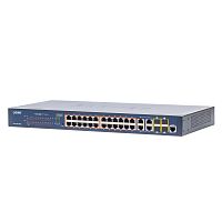 Коммутатор управляемый L2, PoE 24 порта RJ45 10/100/1000 Мб/с, 4 комбо порта RJ45/SFP 1000 Мб/с
